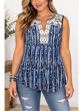 Alfani Sleeveless Printed Tunic Top- size 6
